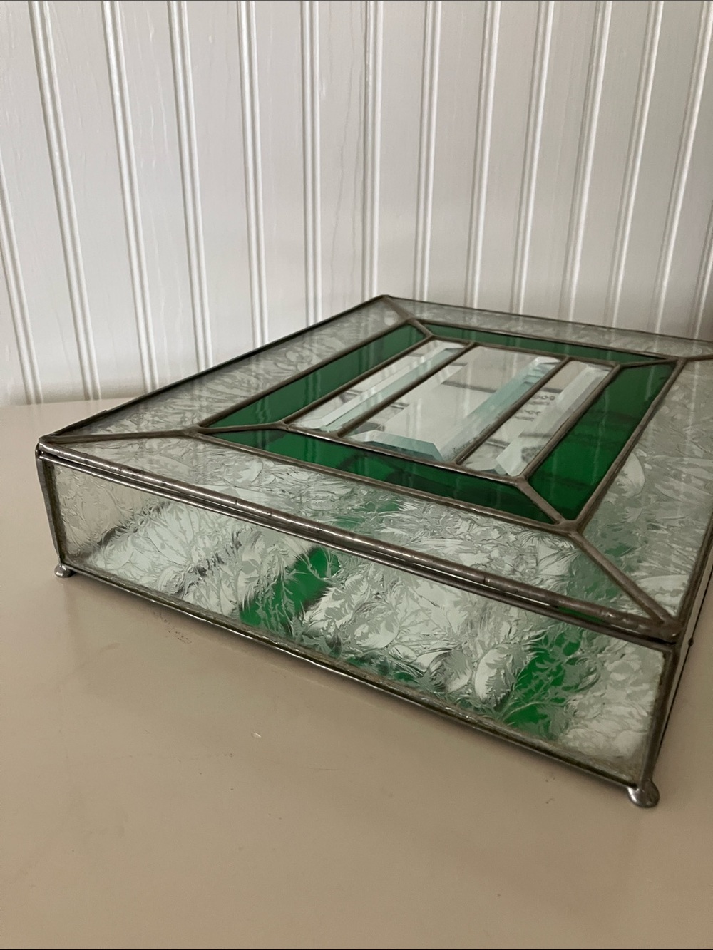 Beautiful Hand Crafted Stained Glass Mirrored Jewelry/ Trinket Box